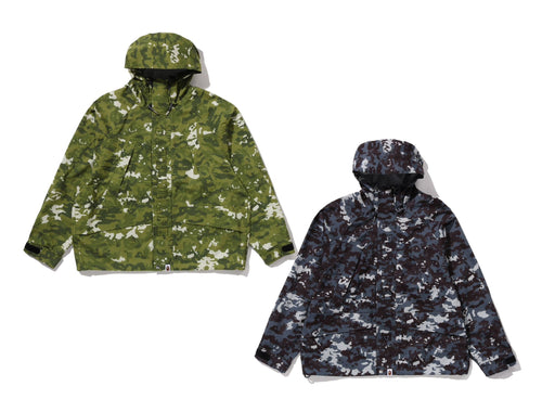 A BATHING APE MULTI PIXEL CAMO SNOWBOARD 2 LAYER JACKET