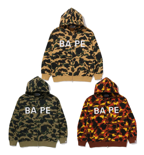 A BATHING APE 1ST CAMO BAPE LOGO RHINESTONE RELAXED FIT FULL ZIP HOODIE