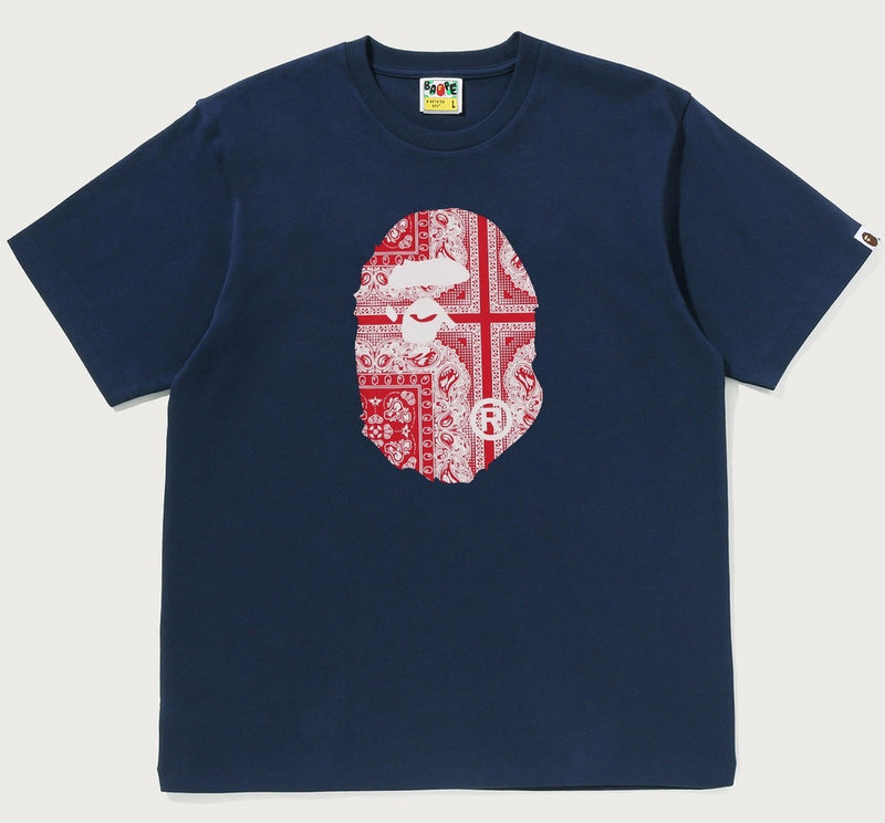 A BATHING APE PAISLEY PATTERN APE HEAD TEE