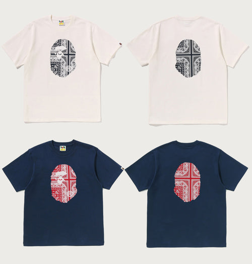 A BATHING APE PAISLEY PATTERN APE HEAD TEE