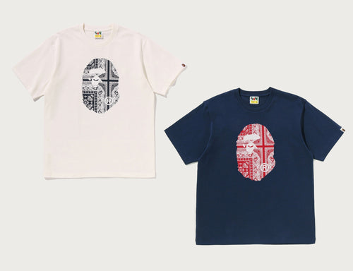 A BATHING APE PAISLEY PATTERN APE HEAD TEE
