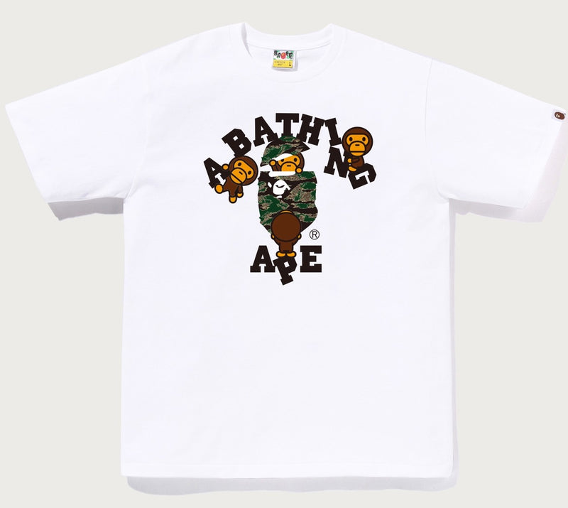 A BATHING APE TIGER CAMO COLLEGE MILO TEE