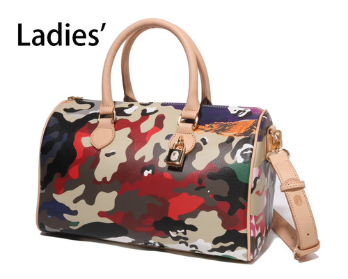 A BATHING APE Ladies' HYBRID CAMO MEDIUM BOSTON BAG