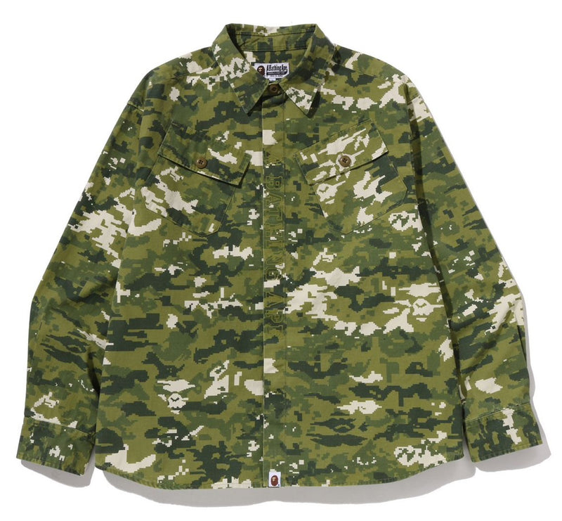 A BATHING APE MULTI PIXEL CAMO MILITARY SHIRT