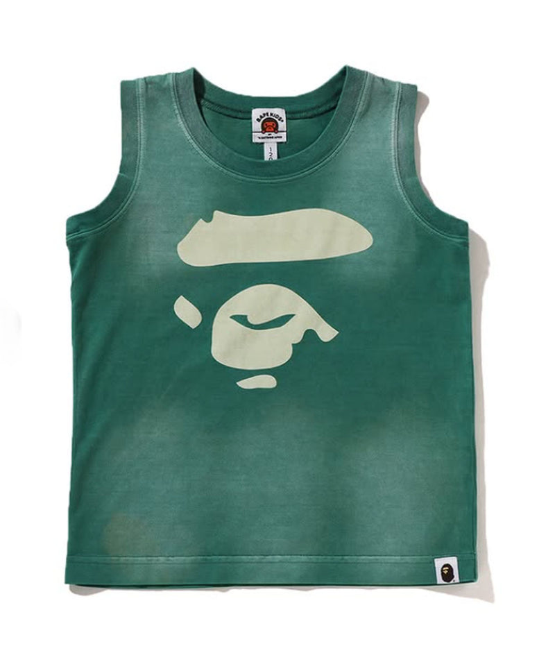 A BATHING APE BAPE KIDS APE FACE WASHED FLEECE TANK TOP - happyjagabee store