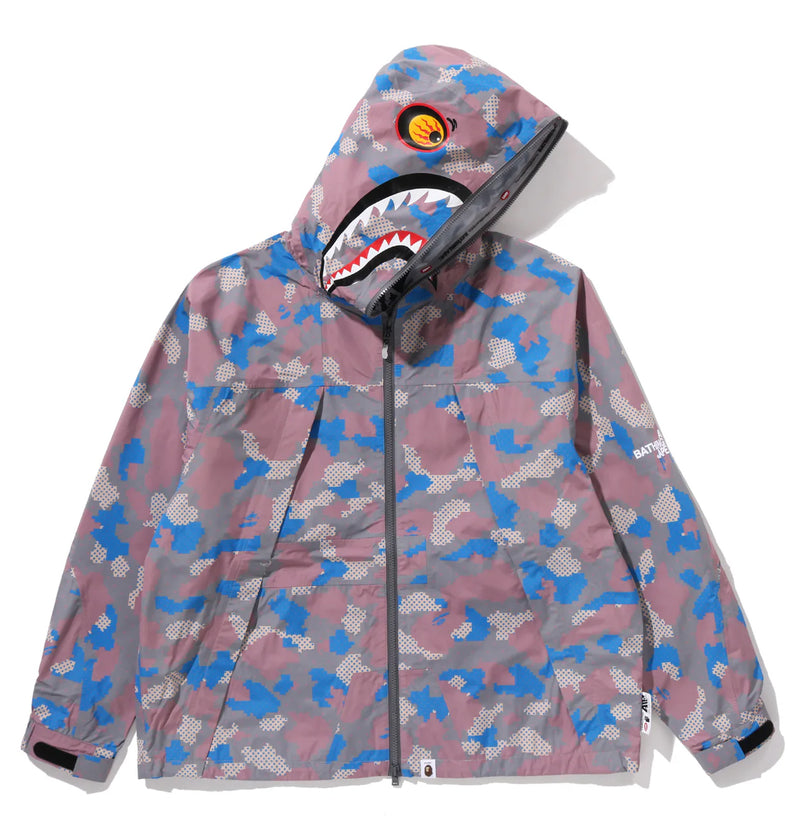 A BATHING APE BAPE BY KAZUKI KURAISHI CAMO SHARK PACKABLE SNOWBOARD JACKET