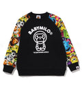 A BATHING APE BAPE KIDS 3D MILO ALL FRIENDS CREWNECK SWEAT SHIRT