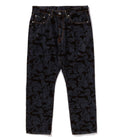 A BATHING APE CAMO FLOCKED RELAXED FIT 13oz DENIM PANTS