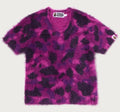 A BATHING APE Ladies' COLOR CAMO SHORT FUR SLIM TEE