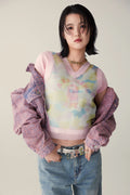 A BATHING APE Ladies' NEW MULTI CAMO METALLIC CROPPED KNIT VEST