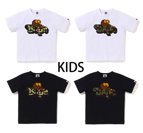 A BATHING APE BAPE KIDS 1ST CAMO MILO ON BAPE TEE