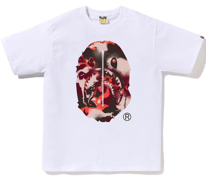 A BATHING APE MAP CAMO APE HEAD SHARK TEE