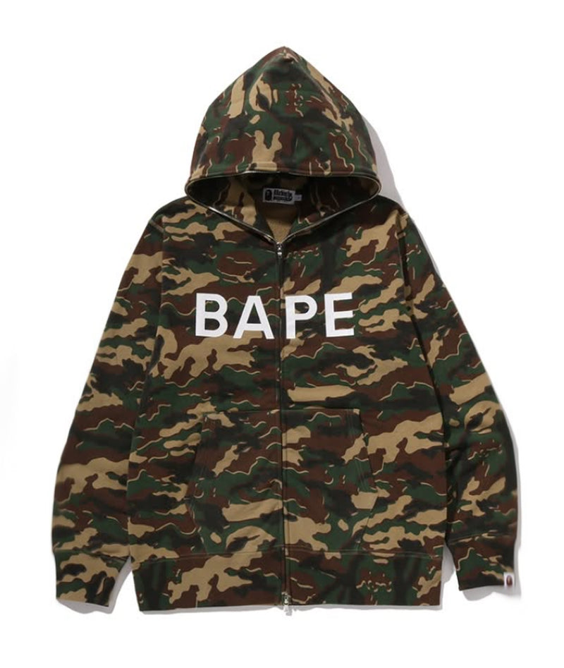 A BATHING APE GLITCH WOODLAND CAMO FULL ZIP HOODIE