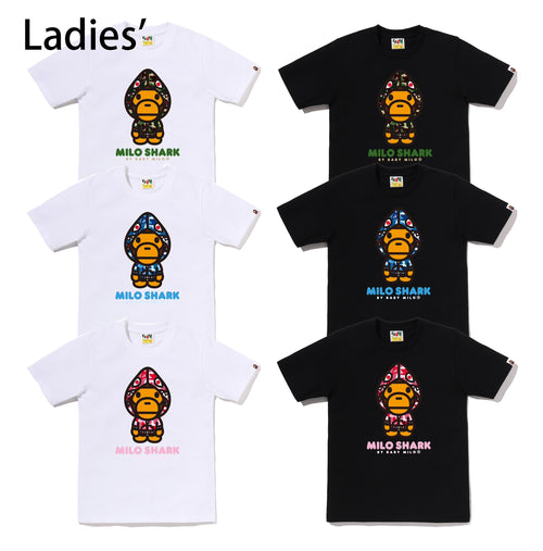 A BATHING APE Ladies' ABC CAMO MILO SHARK FZH TEE