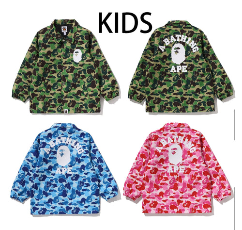 A BATHING APE BAPE KIDS ABC CAMO COLLEGE COACH JACKET