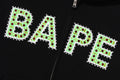 A BATHING APE Ladies' BAPE LOGO CRYSTAL STONES OVERSIZED ZIP HOODIE