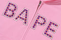 A BATHING APE Ladies' BAPE LOGO CRYSTAL STONES OVERSIZED ZIP HOODIE