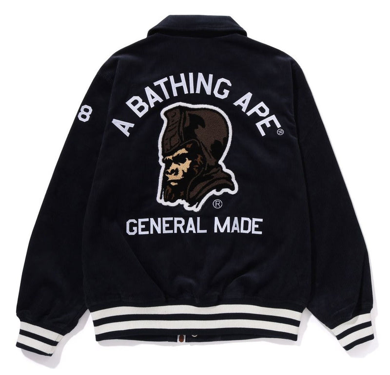A BATHING APE GENERAL CORDUROY VARSITY JACKET
