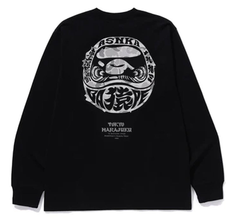 A BATHING APE BAPE STORE HARAJUKU DARUMA L/S TEE HARAJUKU LIMITED