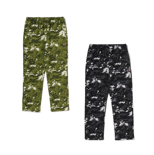 A BATHING APE MULTI PIXEL CAMO WIDE LEG SWEAT PANTS