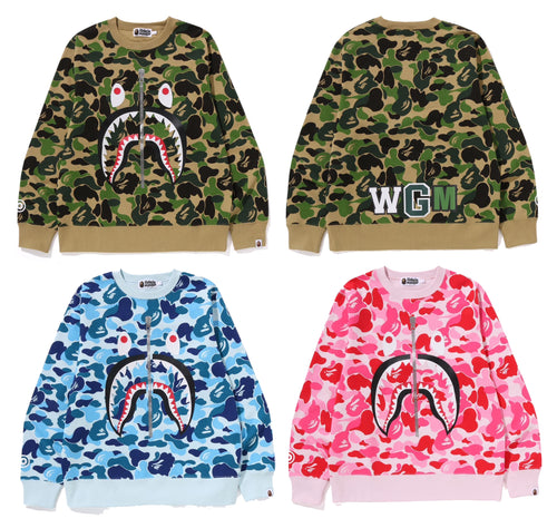 A BATHING APE ABC CAMO SHARK CREWNECK SWEAT SHIRT