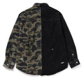 A BATHING APE 1ST CAMO BLOCKING DESTORYED HEAVY WASH LOGO L/S SHIRT