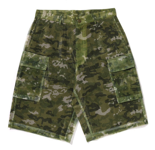 A BATHING APE MULTI PIXEL CAMO CARGO RELAXED FIT SHORTS