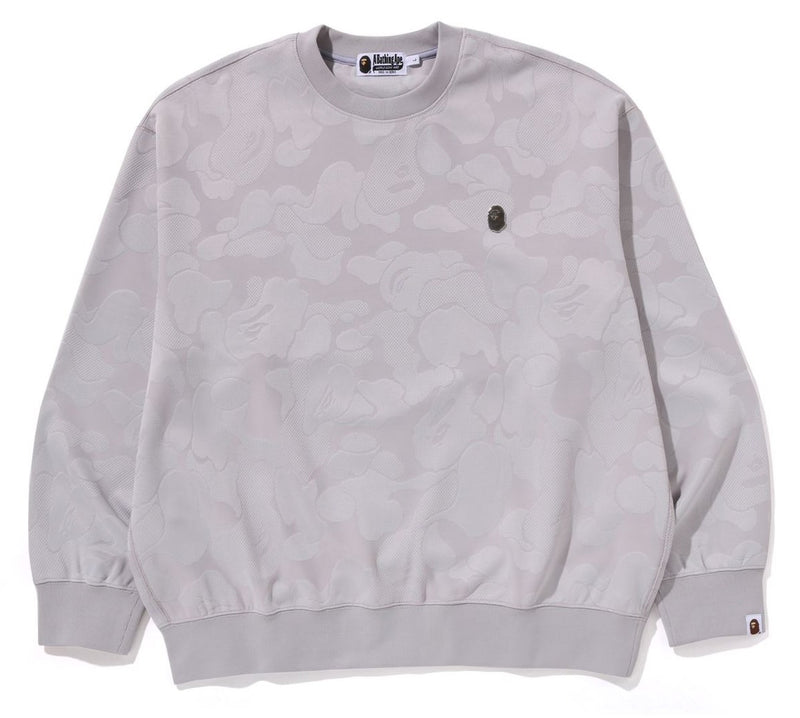 A BATHING APE SOLID CAMO JACQUARD ONE POINT RELAXED FIT CREWNECK SWEAT SHIRT