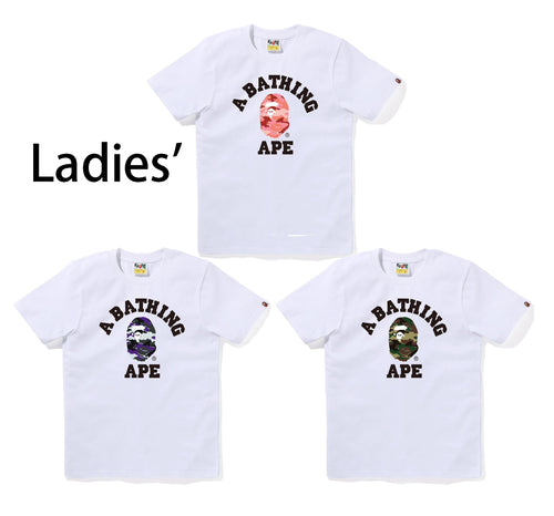 A BATHING APE Ladies' GLITCH WOODLAND CAMO COLLEGE TEE