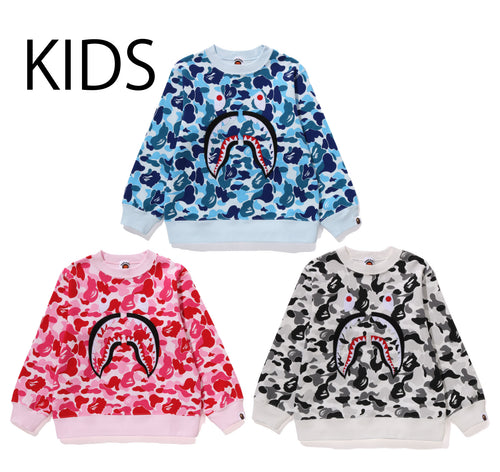 A BATHING APE BAPE KIDS ABC CAMO SHARK PATCH CREWNECK