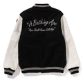 A BATHING APE EMBROIDERY VARSITY JACKET