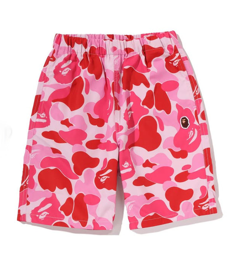 A BATHING APE BAPE KIDS ABC CAMO APE HEAD ONE POINT BEACH SHORTS