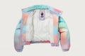 A BATHING APE Ladies' TIE DYE PHINESTONE BAPE STA LEATHER CROPPED DOWN JACKET