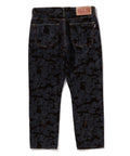 A BATHING APE CAMO FLOCKED RELAXED FIT 13oz DENIM PANTS