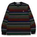 A BATHING APE GRADIENT RAINBOW STRIPE ONE POINT REGULAR FIT L/S TEE - happyjagabee store