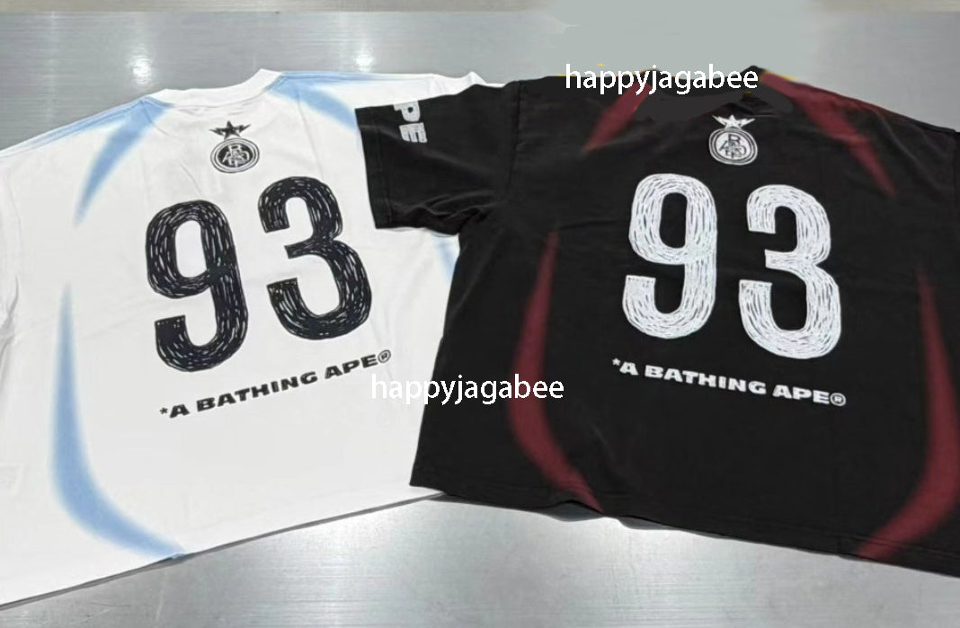 A BATHING APE HEVY WASH HAND DRAW FOOTBALL MULTI LOGO RELAXED FIT