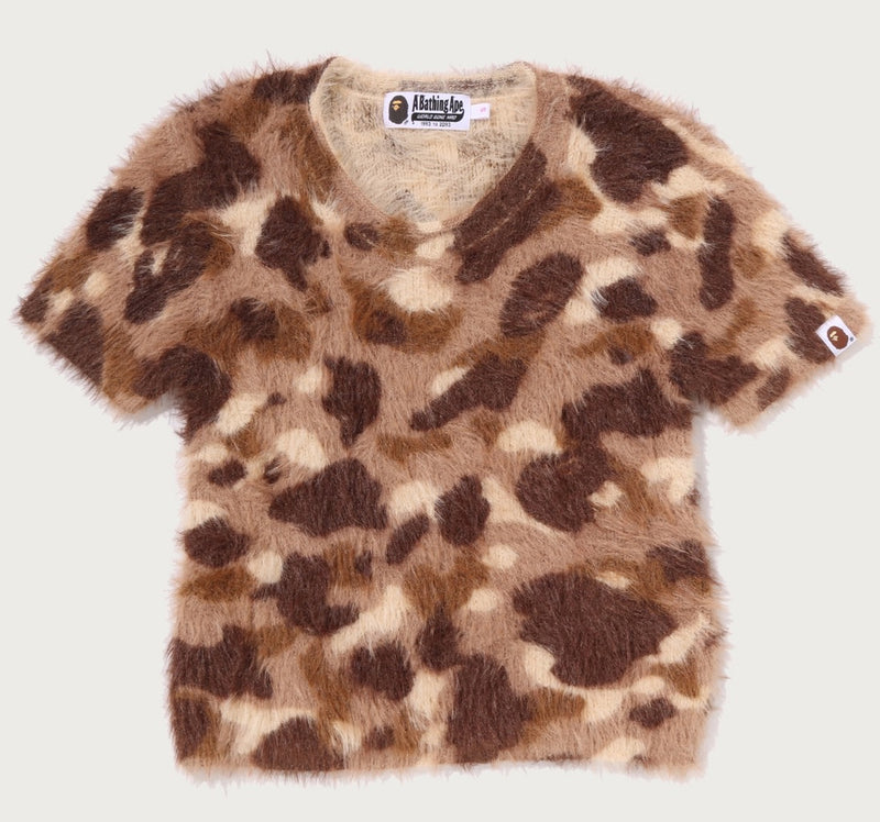 A BATHING APE Ladies' COLOR CAMO SHORT FUR SLIM TEE