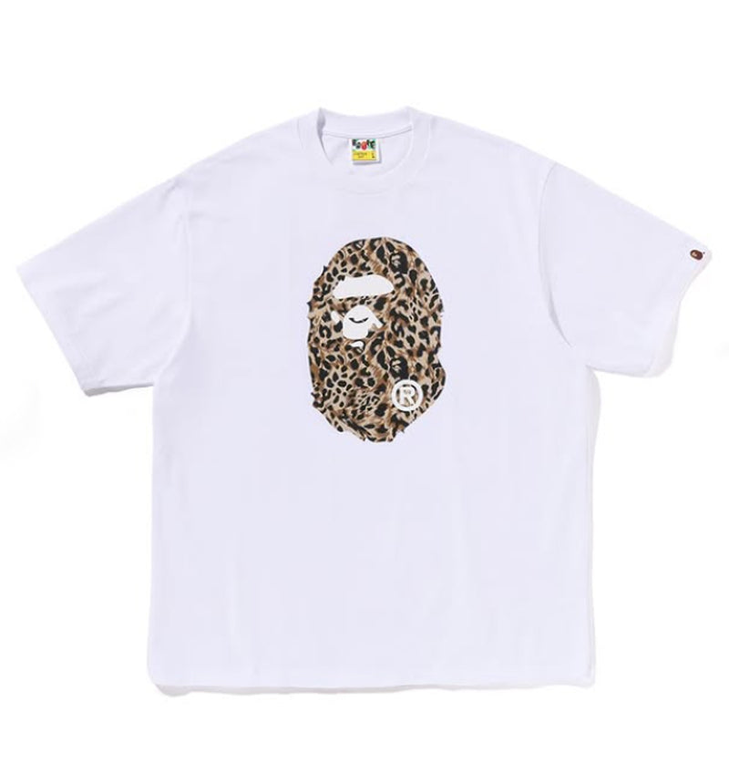 A BATHING APE WILD LEOPARD PATTERN APE HEAD RELAXED FIT TEE