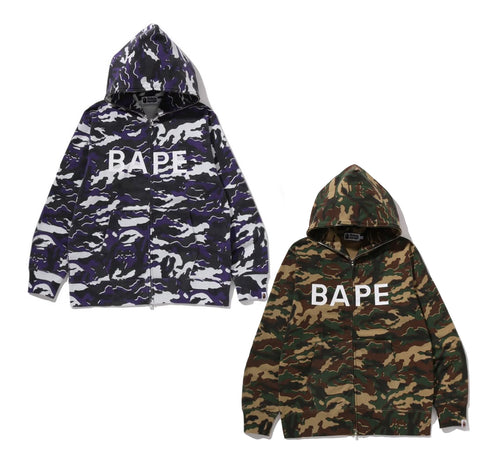 A BATHING APE GLITCH WOODLAND CAMO FULL ZIP HOODIE
