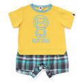 A BATHING APE BAPE KIDS BABY MILO CHECK SHORTS LAYERED ROMPERS