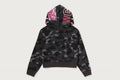 A BATHING APE Ladies' COLOR CAMO FUR SHARK CROPPED ZIP HOODIE