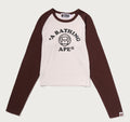 A BATHING APE Ladies' BABY MILO RAGLAN CROPPED L/S TEE