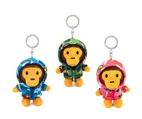A BATHING APE BABY MILO STORE BABY PLUSH DOLL MILO ALL FRIENDS CAMO HOODIE KEYCHAIN - happyjagabee store