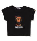 A BATHING APE Ladies' BABY LISA CRYSTAL STONE CROPPED TEE