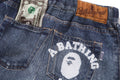 A BATHING APE BAPE KIDS BAPE DENIM PRINT SWEAT SHORTS