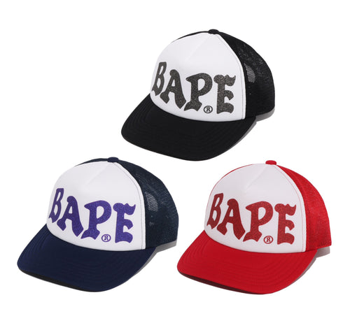 A BATHING APE BAPE GLITTER PRINT MESH CAP