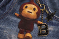 A BATHING APE BAPE KIDS BAPE DENIM PRINT SWEAT SHORTS