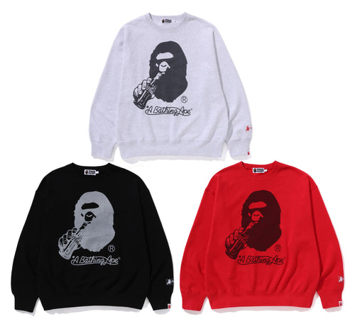 A BATHING APE BAPE x COCA-COLA APE HEAD CREWNECK (RELAXED FIT)