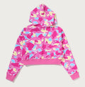 A BATHING APE Ladies' STA CAMO BAPE STA LOGO CROPPED PULLOVERP HOODIE