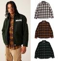 A BATHING APE APE HEAD ONE POINT FLANNEL CHECK SHIRT ( RELAXED FIT )